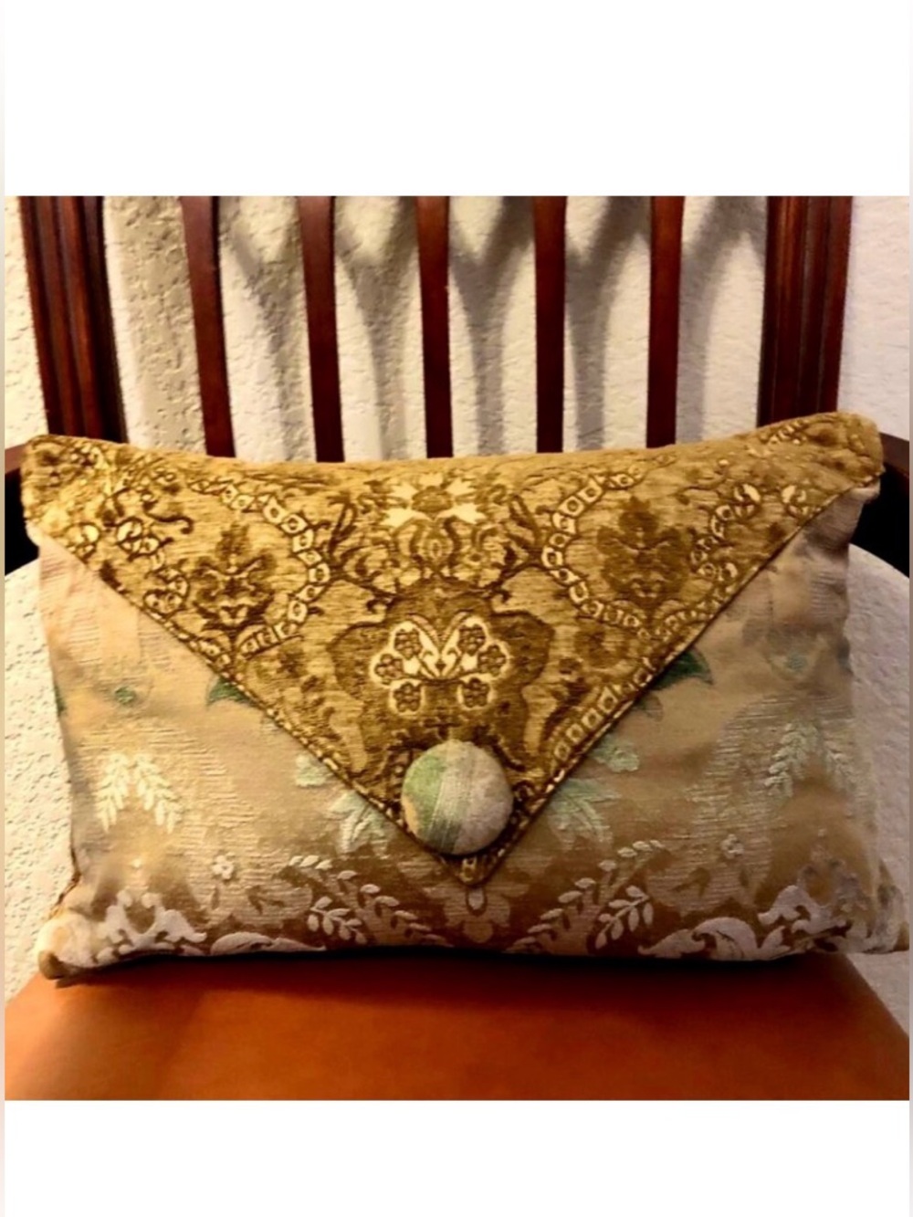 NWT SWEET DREAMS French Blue & Gold Brocade 18" Envelope Accent Pillow
